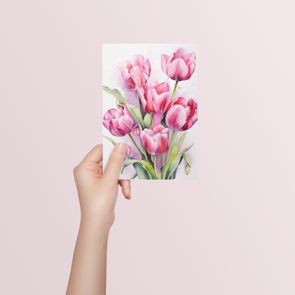 Watercolor Tulips Wall Art Illustration Print Poster Unframed - Picture 5 of 5